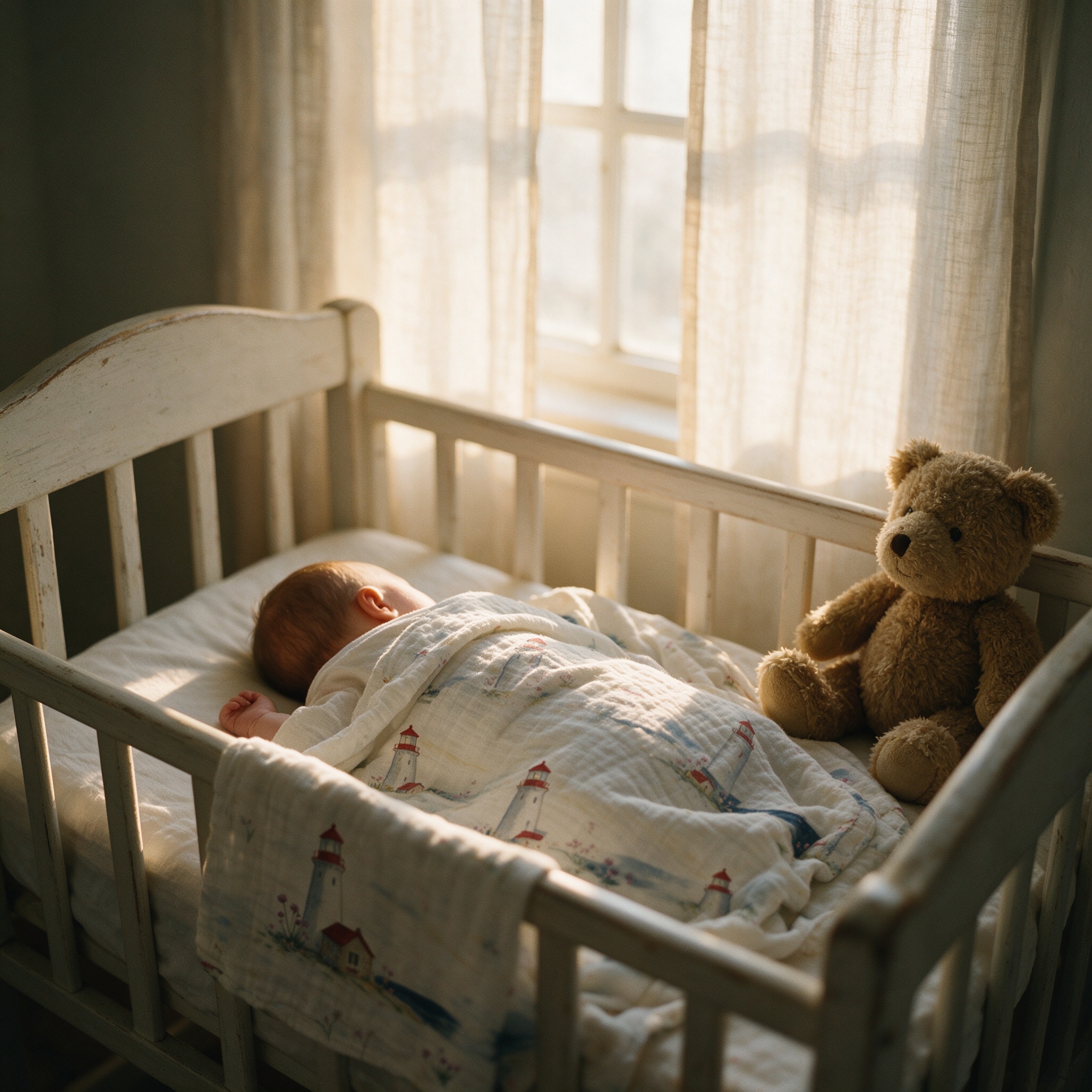 On the little bed
