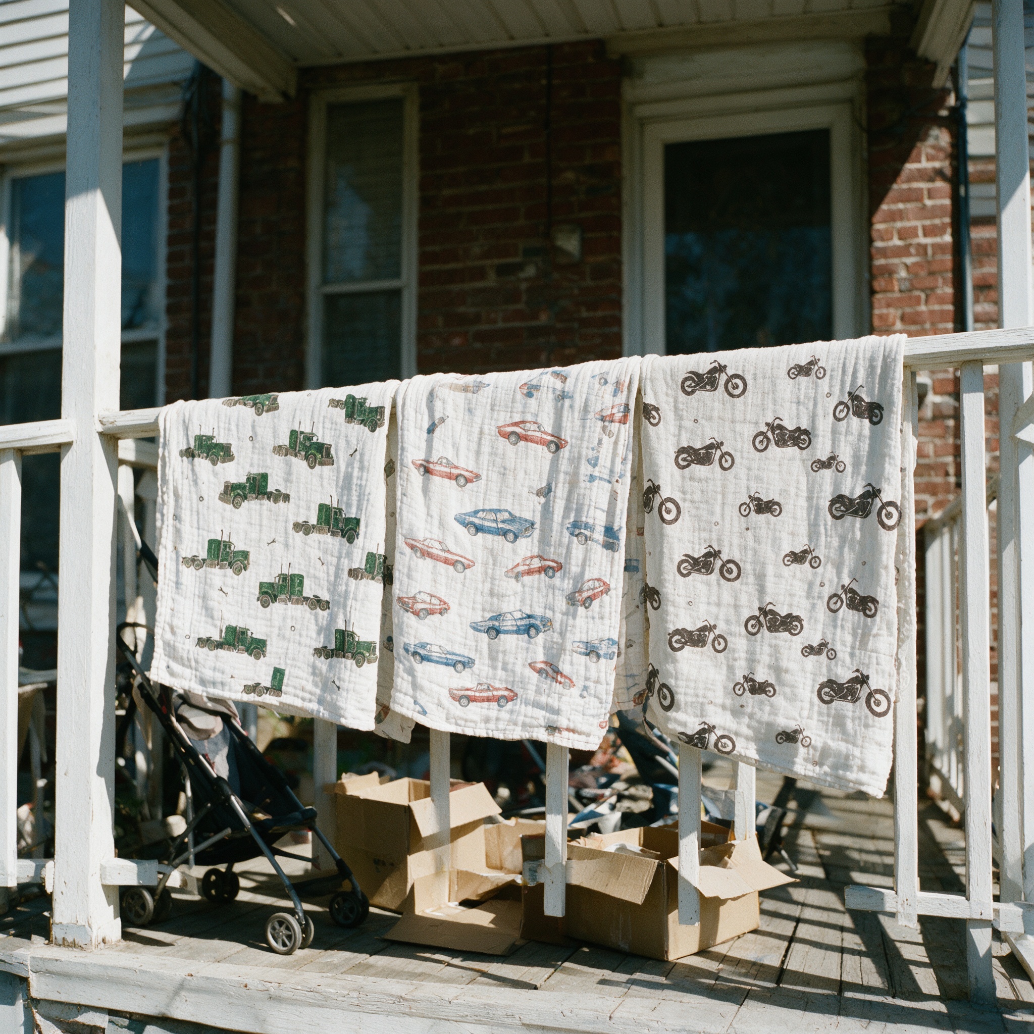 Three prints on the porch