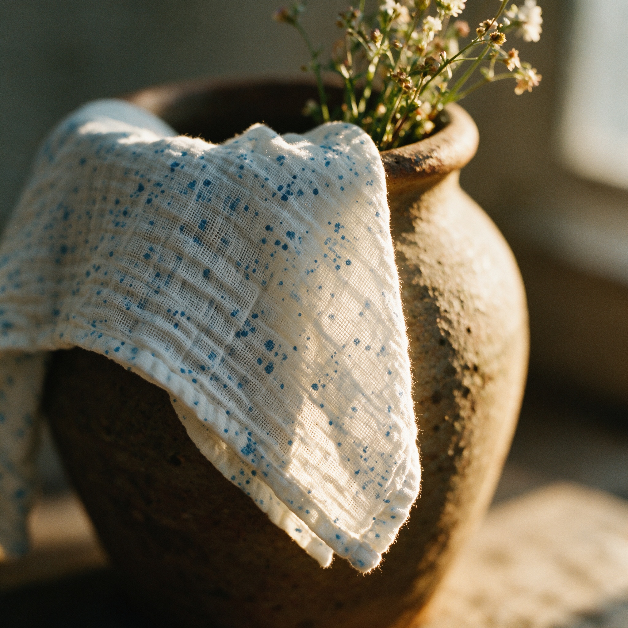 Clay jar and cloth