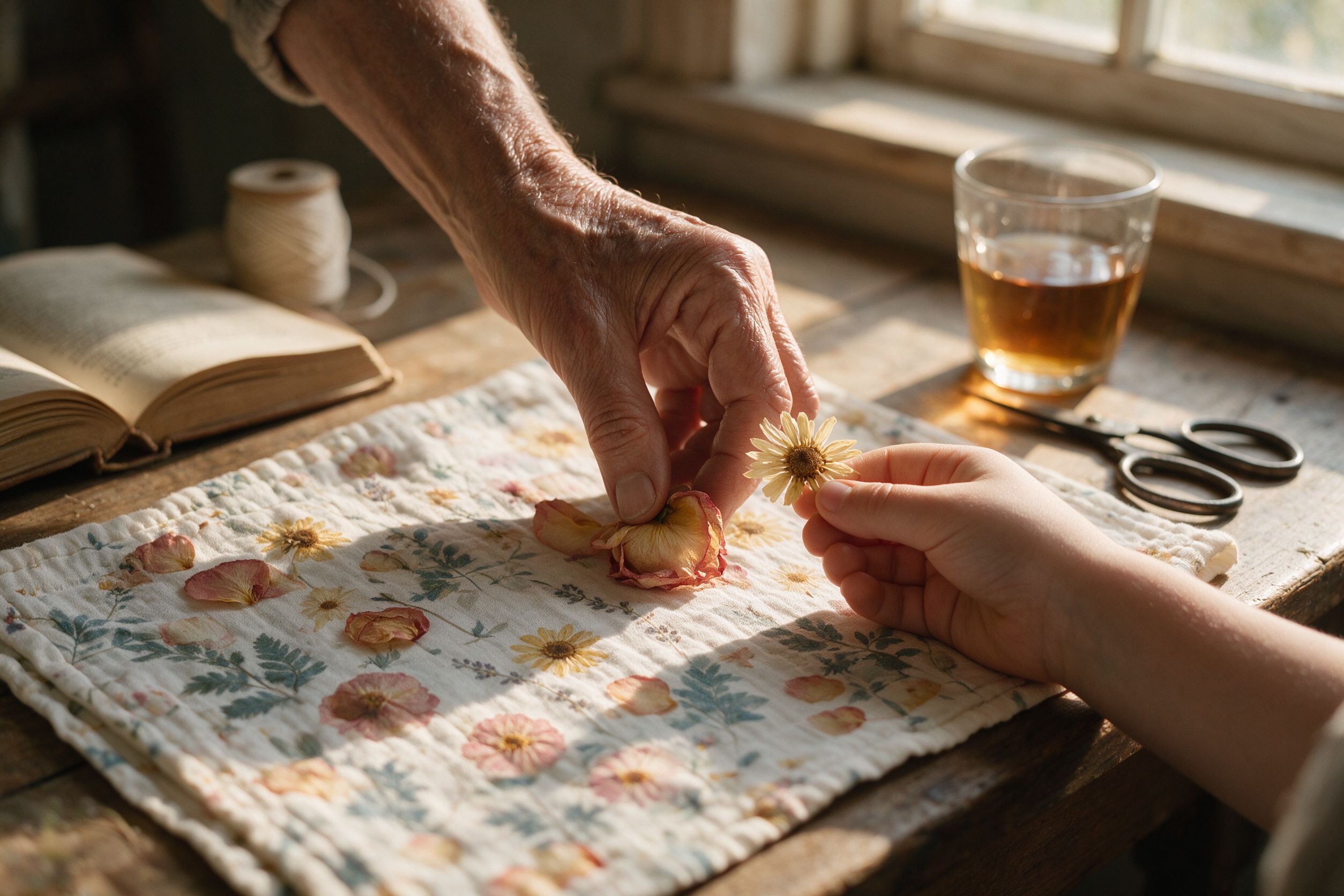 Laying out the flowers