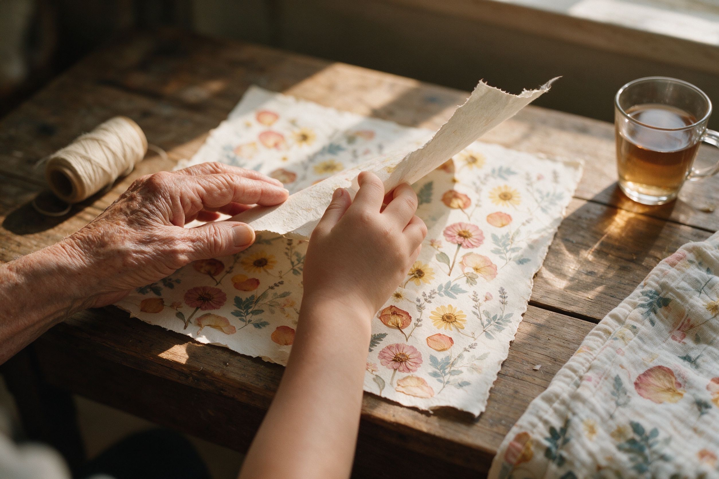 The cover paper over the flowers