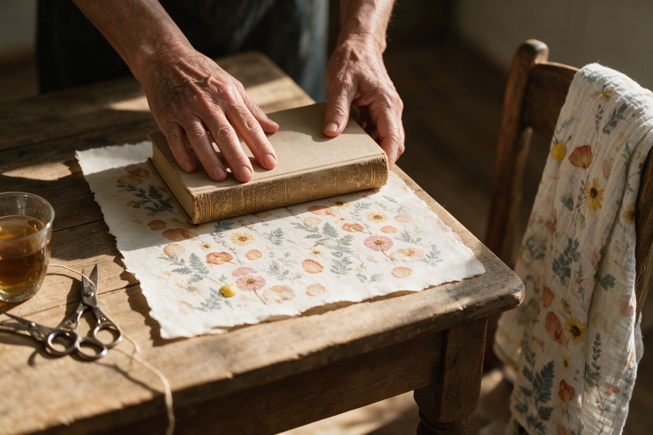Pressing under books
