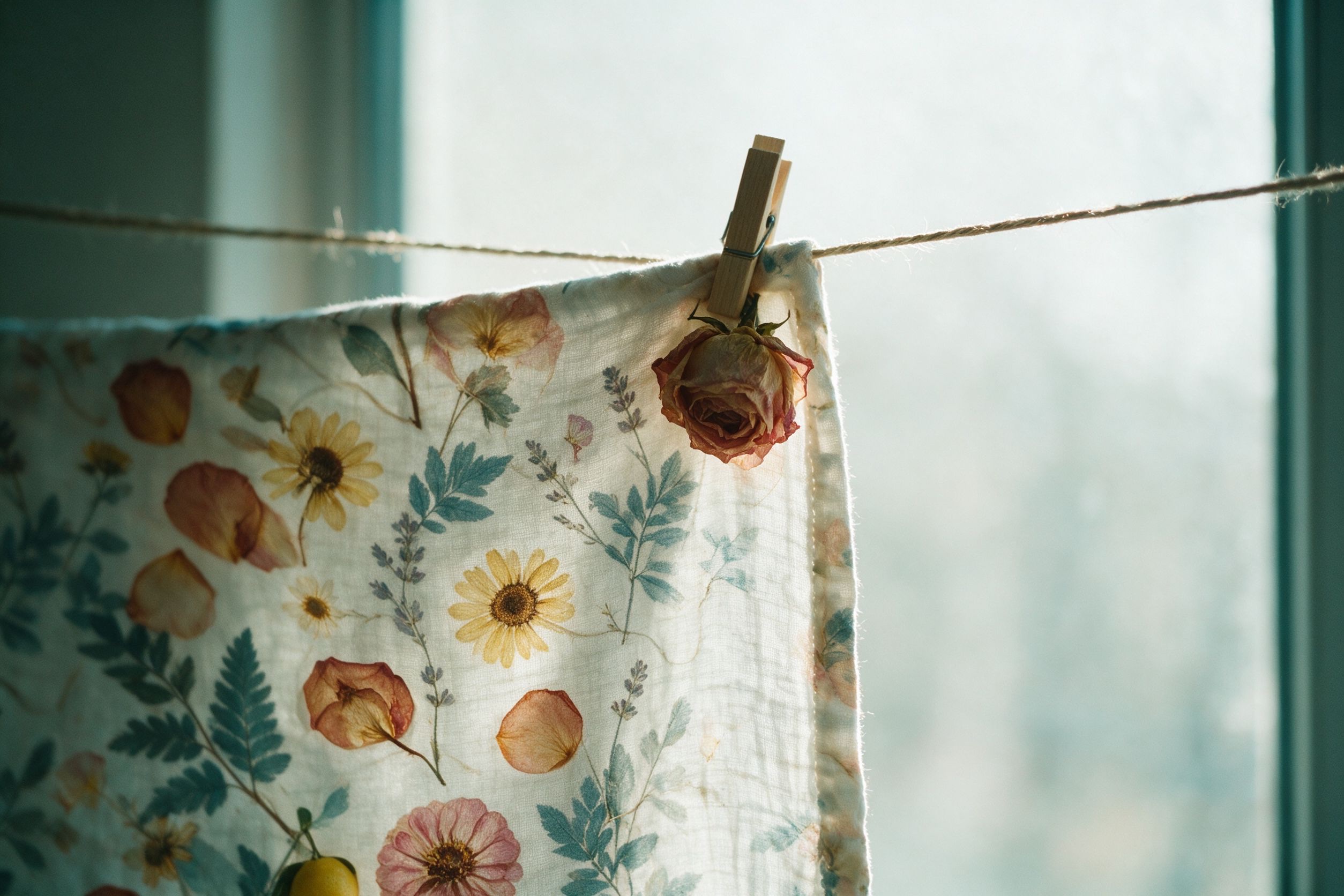 Printed flower, real flower