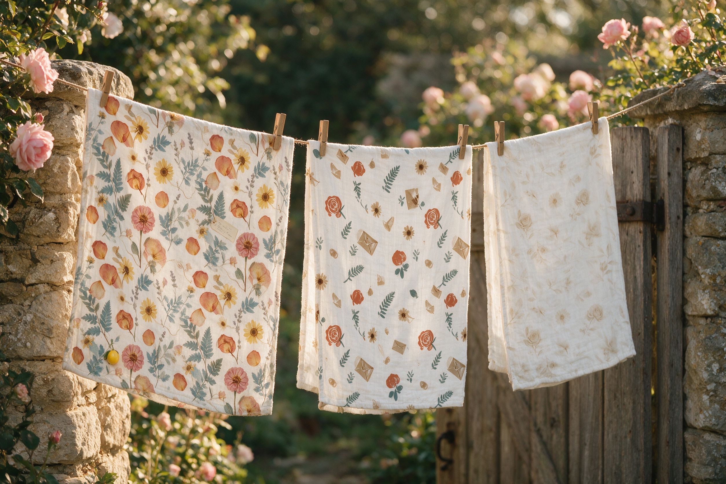 Three prints on the garden line
