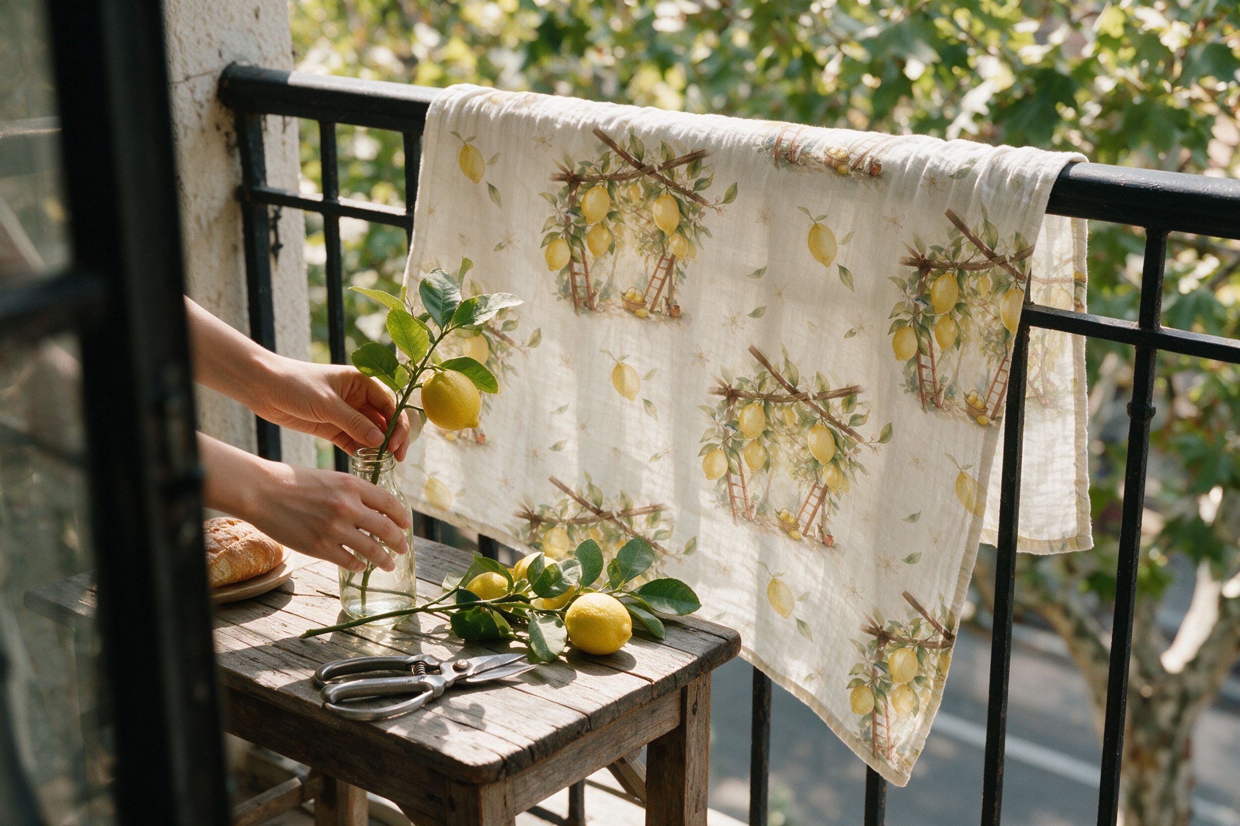 Lemons on the balcony, morning light