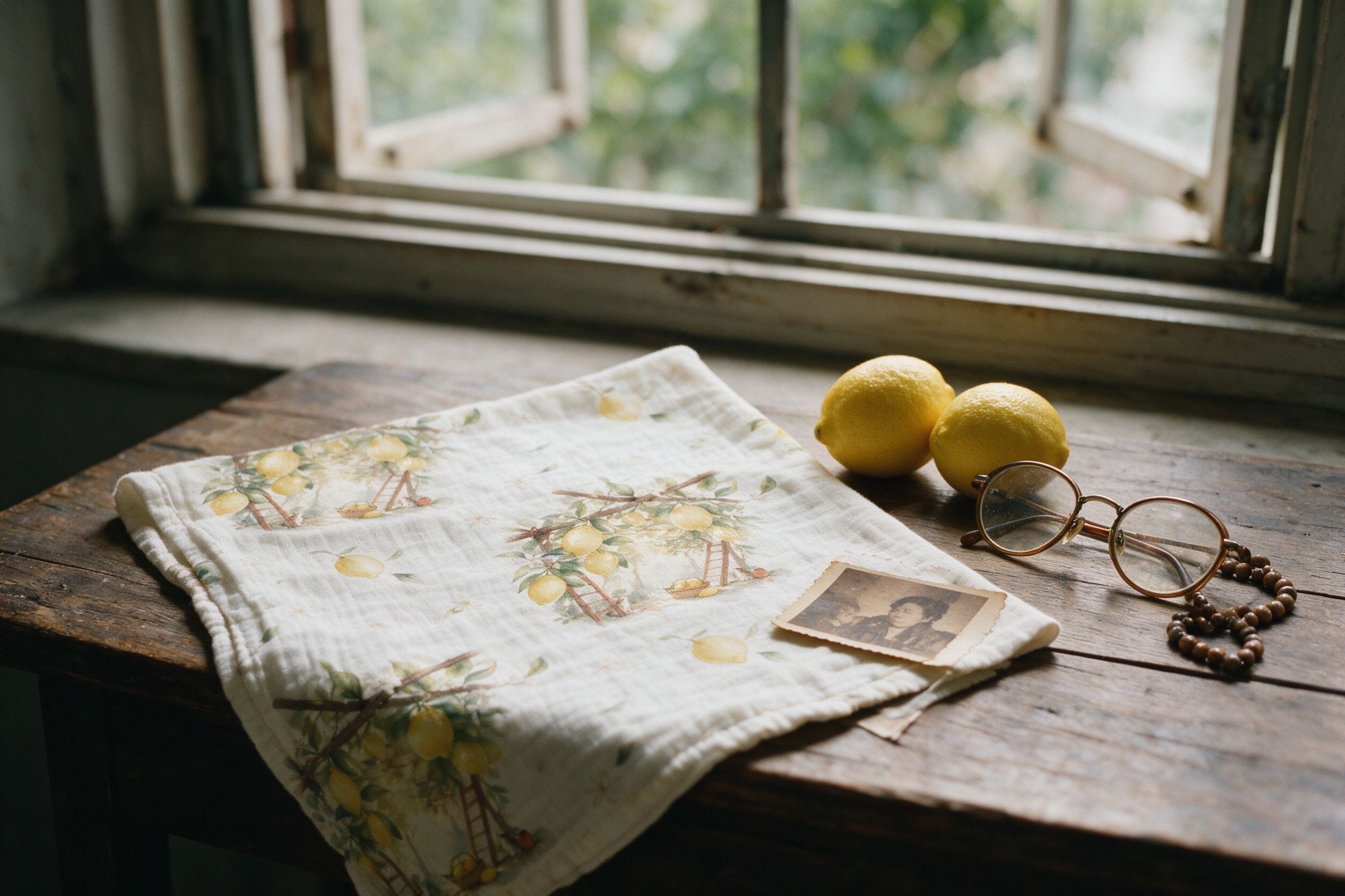 Old photograph and lemons