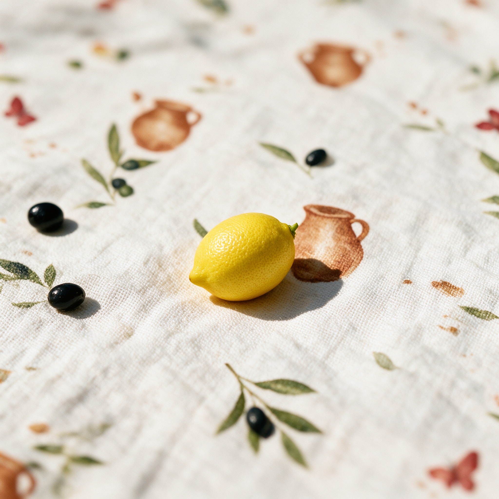 A lemon against the olive jar