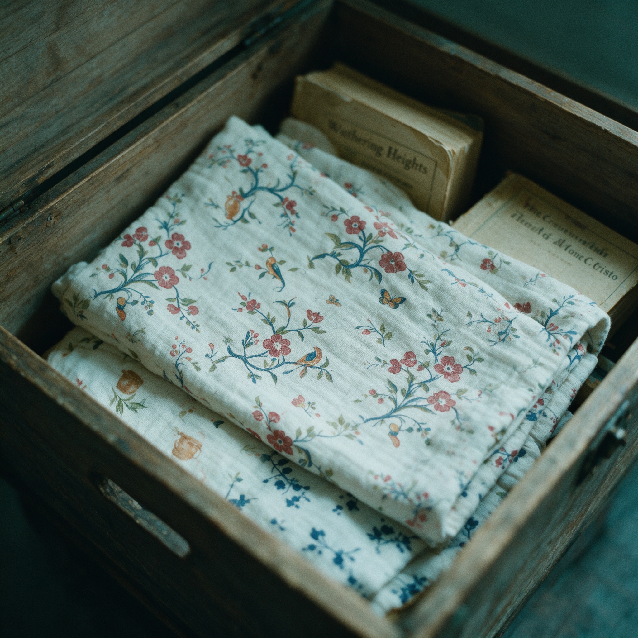 Storage chest, old books