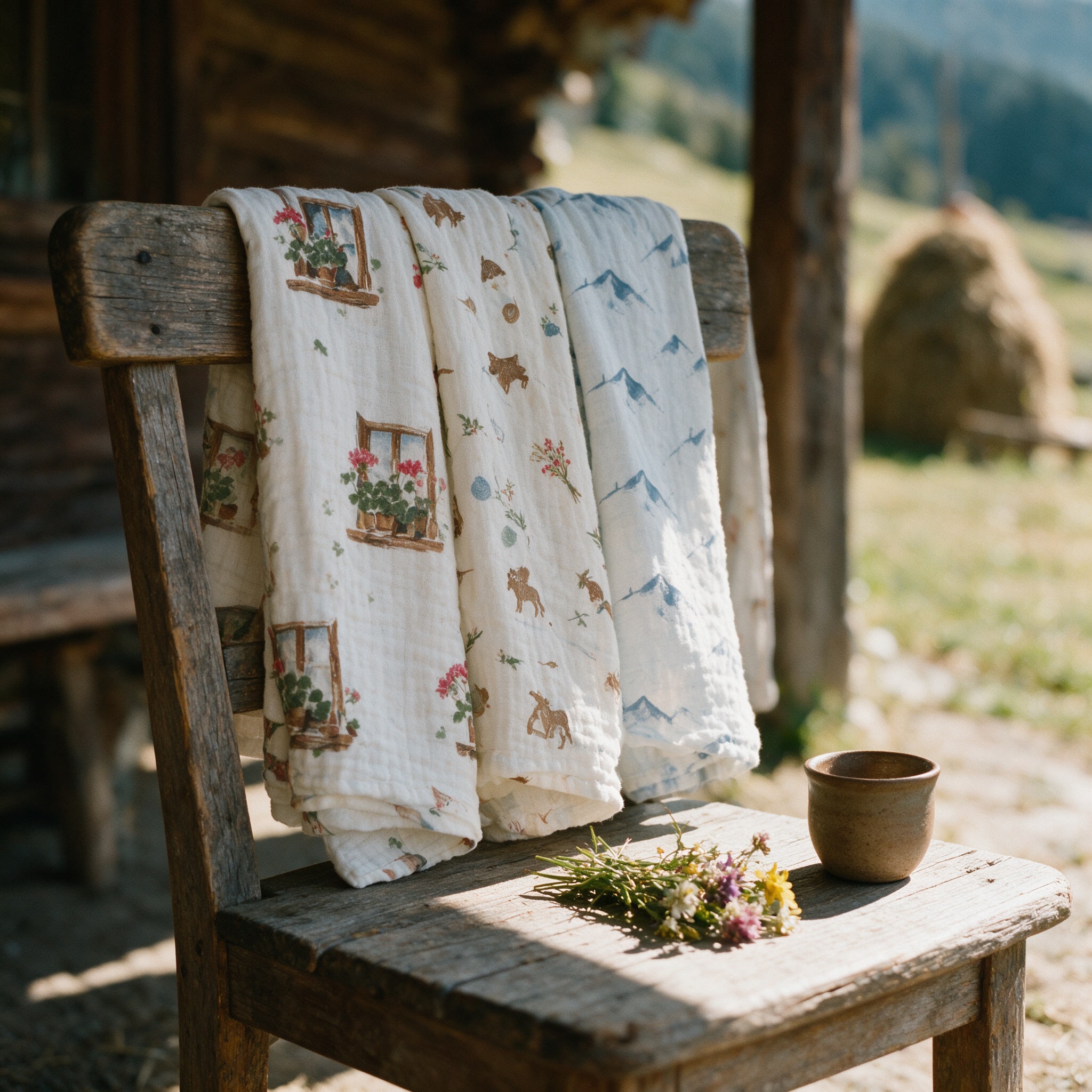Three on the wooden chair