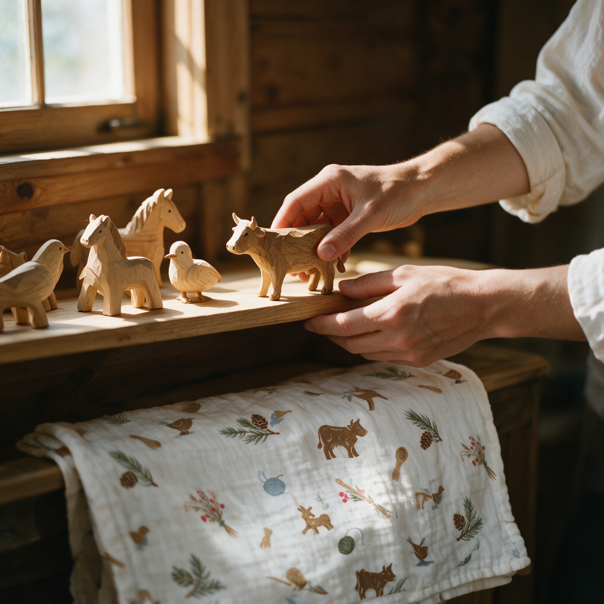 Handing a carving