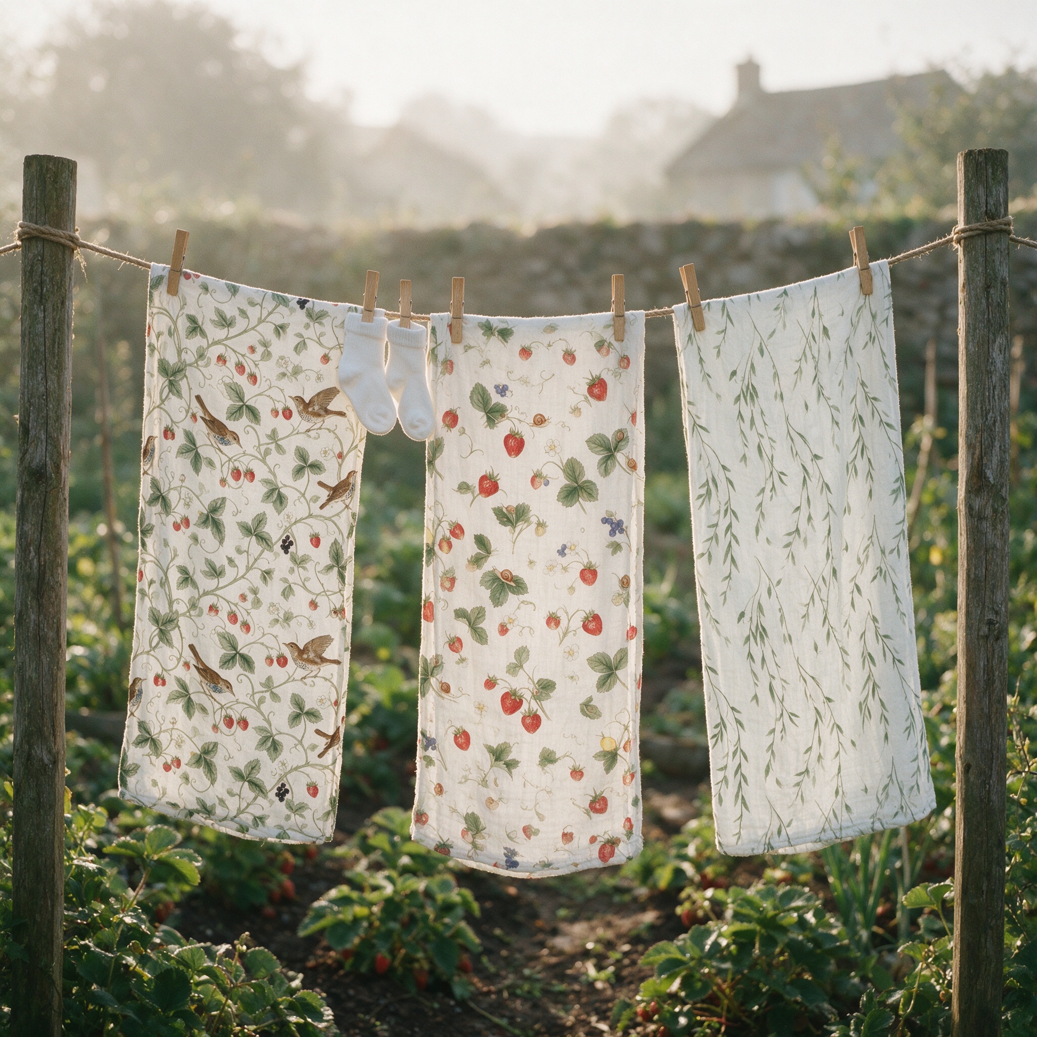 All three prints, garden line